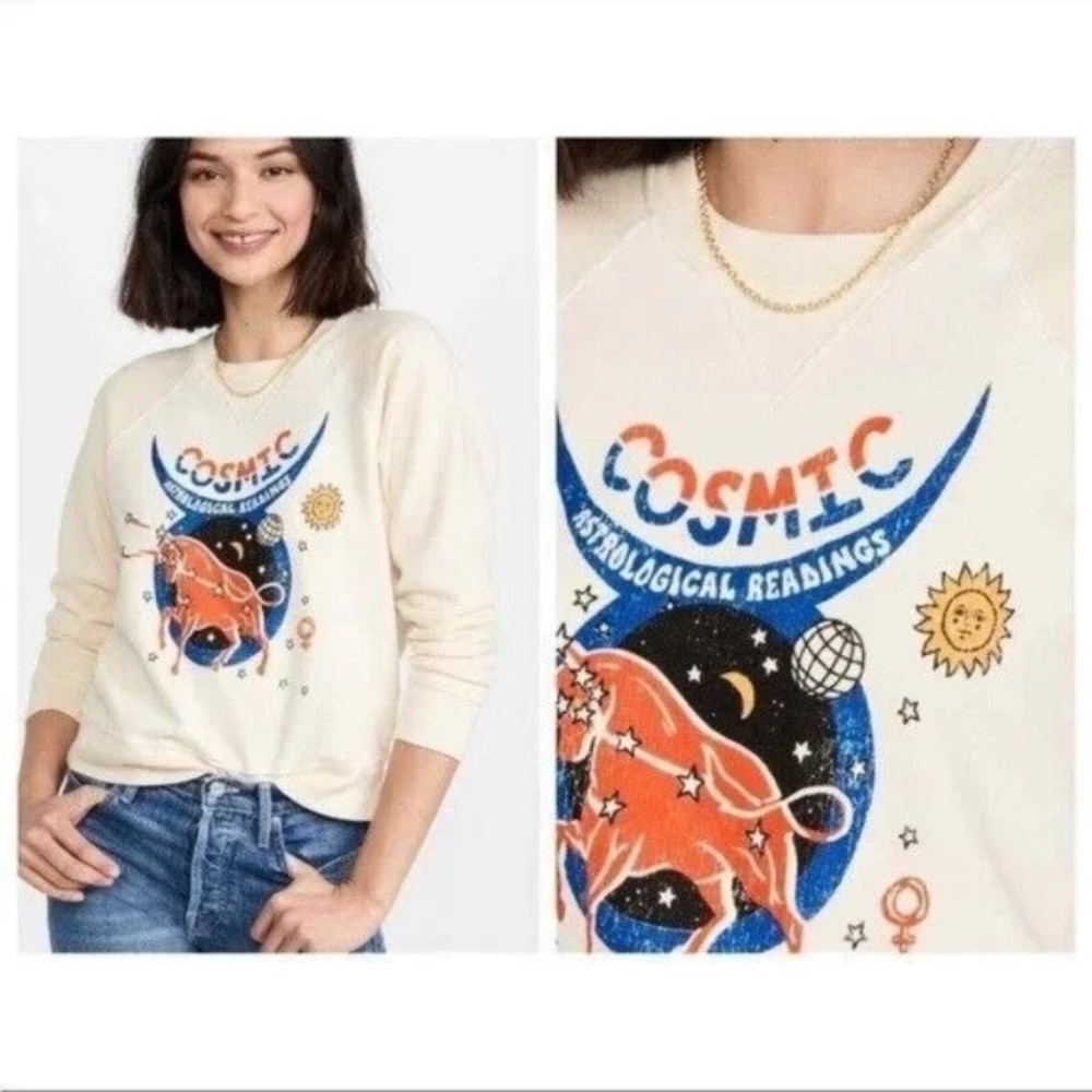 MOTHER The Square Sweatshirt Cosmic Astrology Cream M
